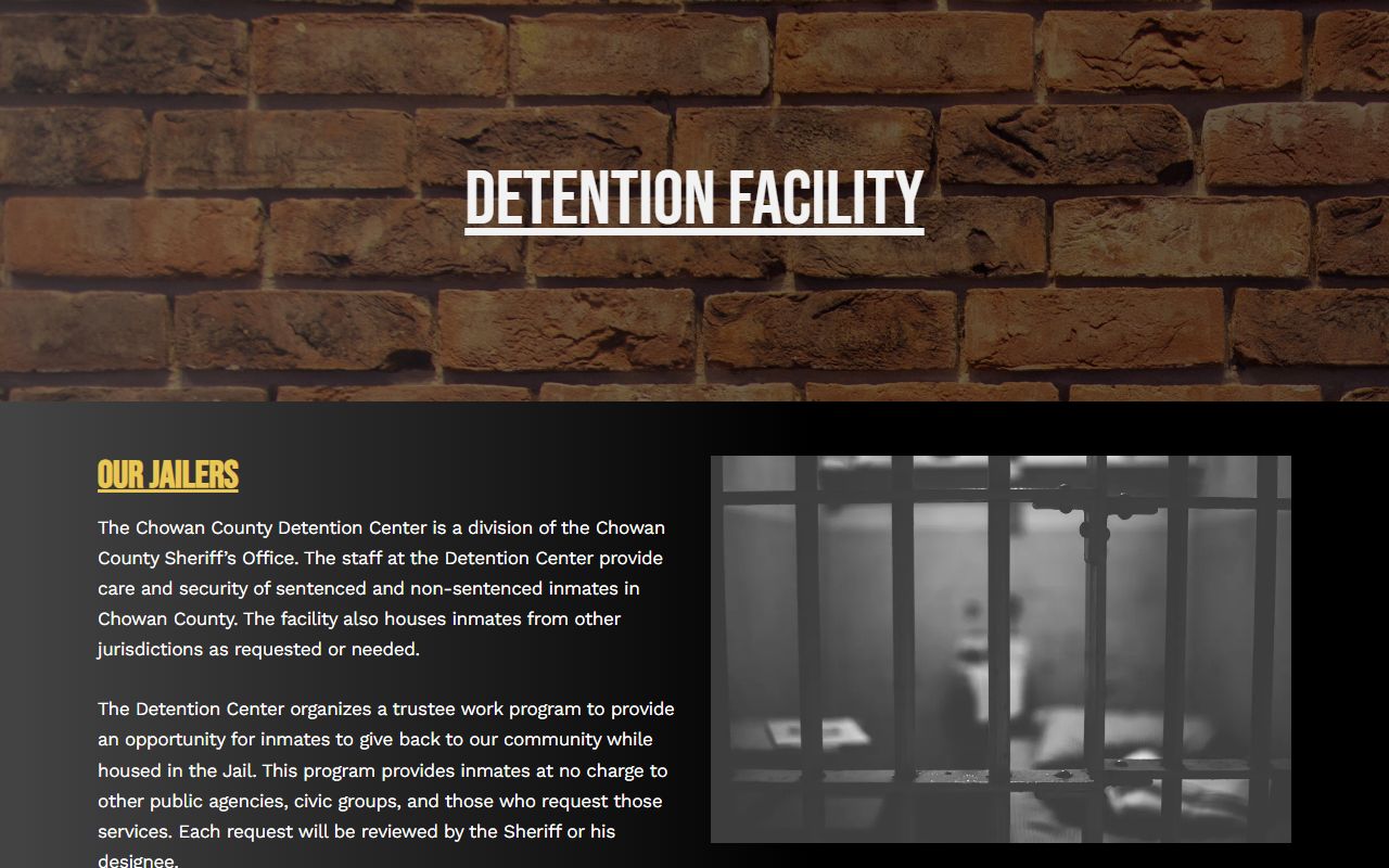 Chowan County Detention Center inmate population detention facility page