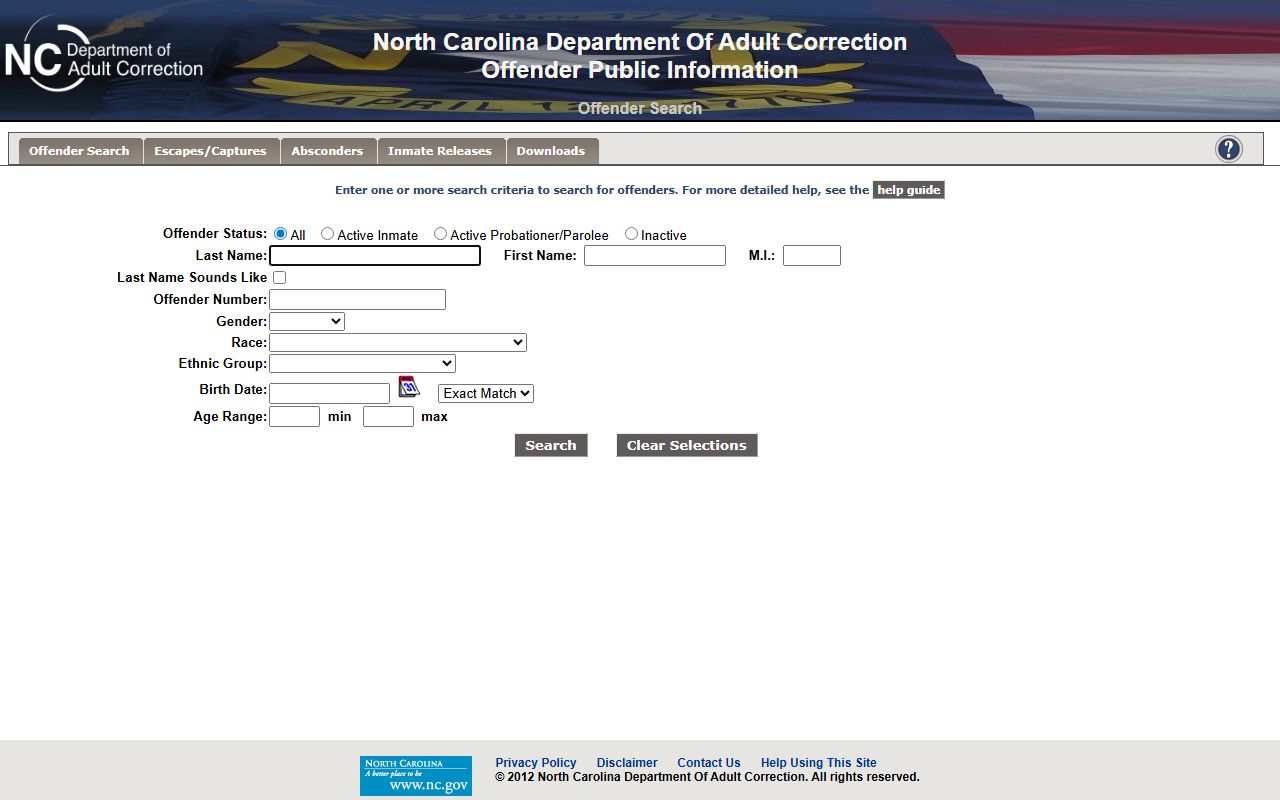 NCDAC offender search for Chowan County state prison inmate lookup